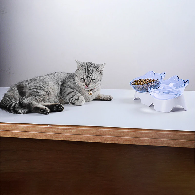 Single/Double Cat Bowl Non-Slip Dog Bowl With Stand Pet Feeding Cat Water Bowl For Cats Food Pet Bowls For Dogs Feeder Supplies