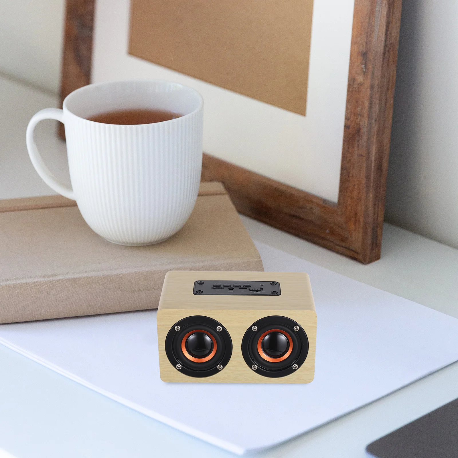 

Vintage Wooden Speaker Loudspeakers Portable Wireless Hifi Bass Speakerphone Subwoofer 3D Surround