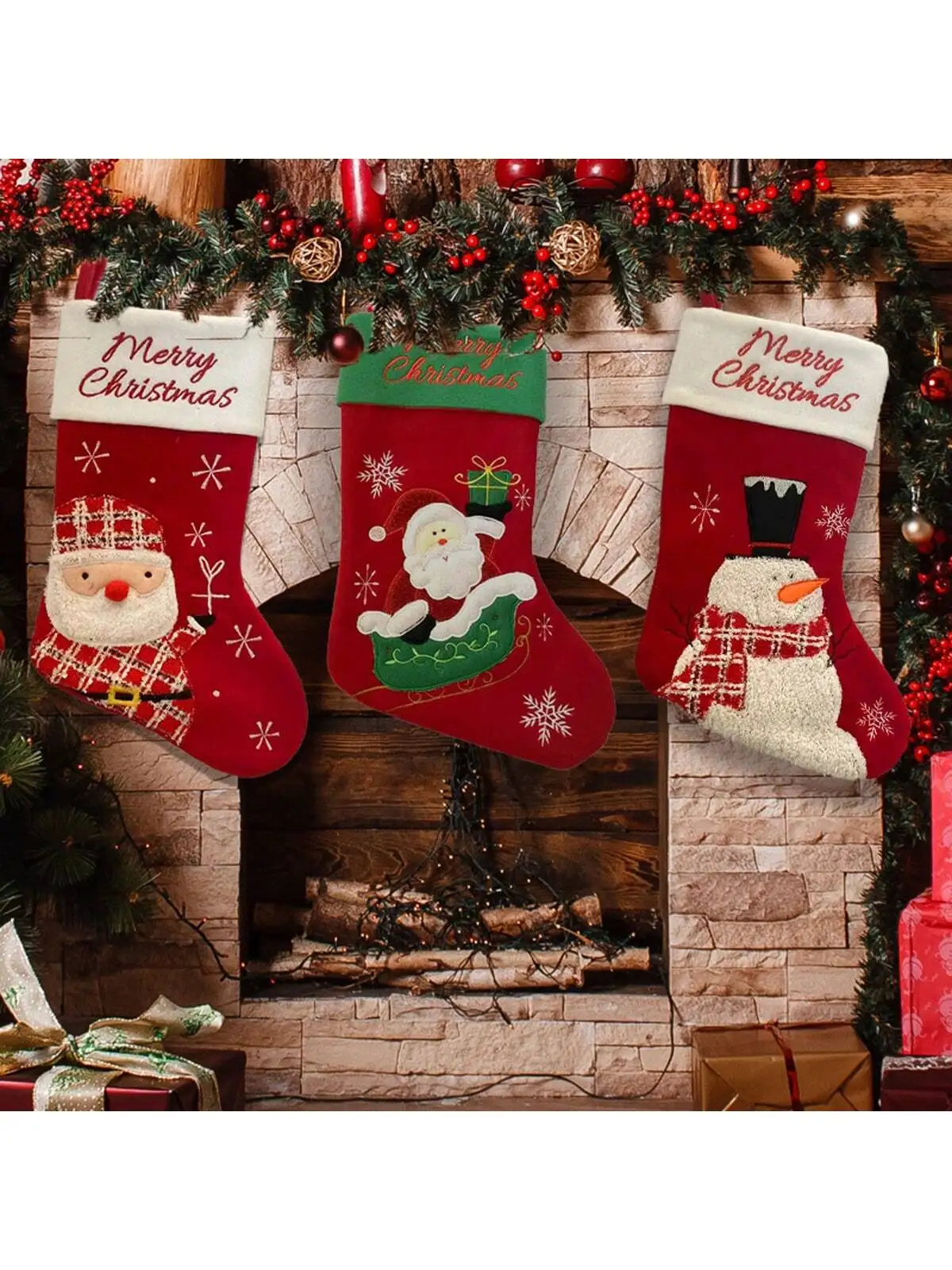 1PC Cartoon Snowman Old Man Elk Pattern Christmas Socks Gift Bag New Year Christmas Decorations Pendant Gift Props