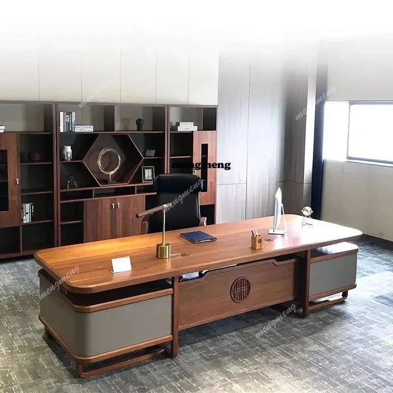 Wooden Brown Office Desks Storage Simple Strong Luxury Cheap Office Desks Modern Corner Large Escrivaninha Work Station Table