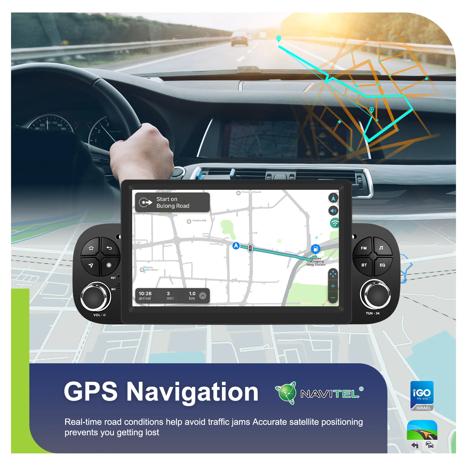Podofo 7 Zoll Autoradio 2 DIN 4+64G Android Auto-Multimedia-Player für Fiat Panda 2013-2020 Kabelloses Carplay Auto-Audio Android Auto MirrorLink 4G GPS WIFI – Detail 9