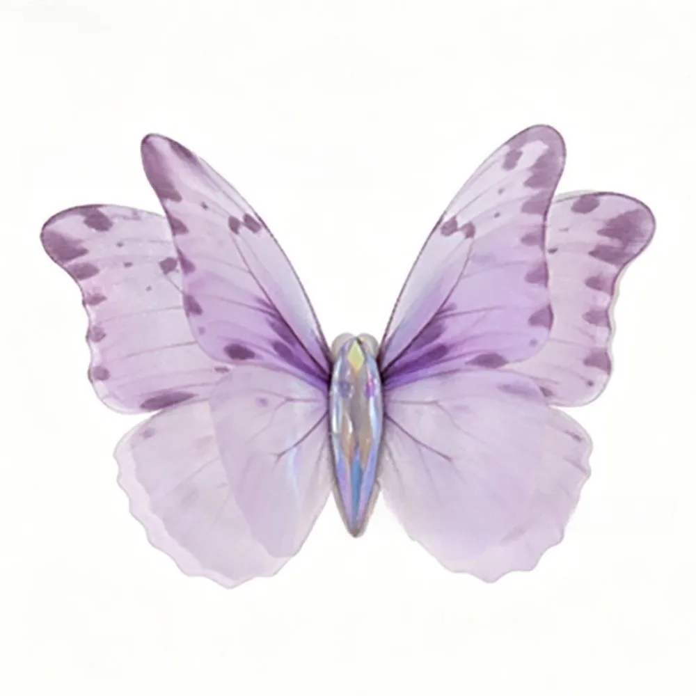 

50Pcs 3D Organza Fabric Butterfly Appliques Colorful Translucent Chiffon Tulle Butterfly Patches Double-layer