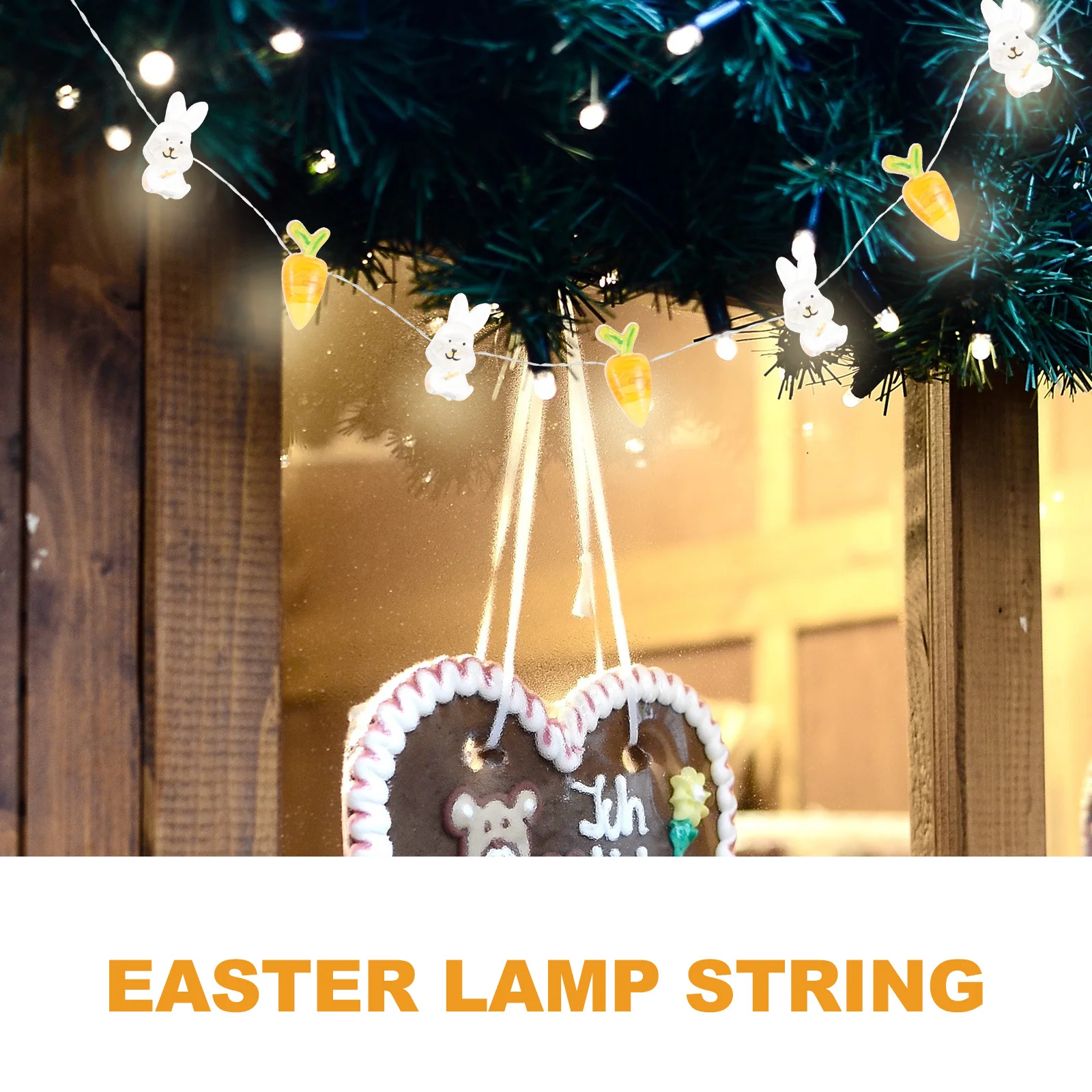 الأسلاك النحاسية LED أرنب عيد الفصح سلسلة ضوء براعة رائعة البلاستيك مصباح للزينة ساحة المنزل ديكور احتفالي #4