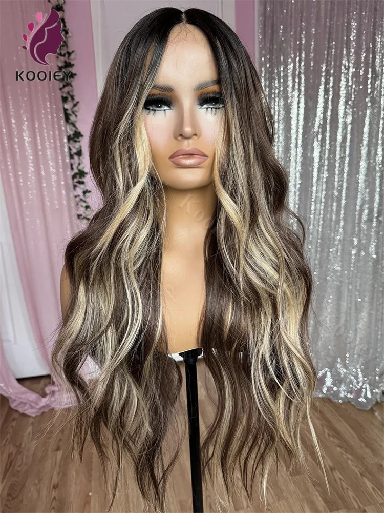 13x6 Wig Frontal renda sorot tubuh pirang coklat gelombang Brazilian HD transparan sutra atas Wig penutup renda untuk wanita Pre Pluck