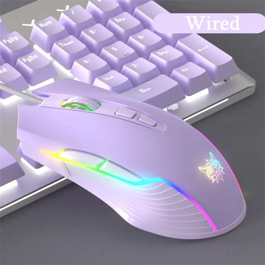 USB Wired Gaming Mouse Pink Purple Girl Gamer Mice Ergonomic 6400 DPI Optical RGB Backlight Mouse For Computer PC Laptop Desktop