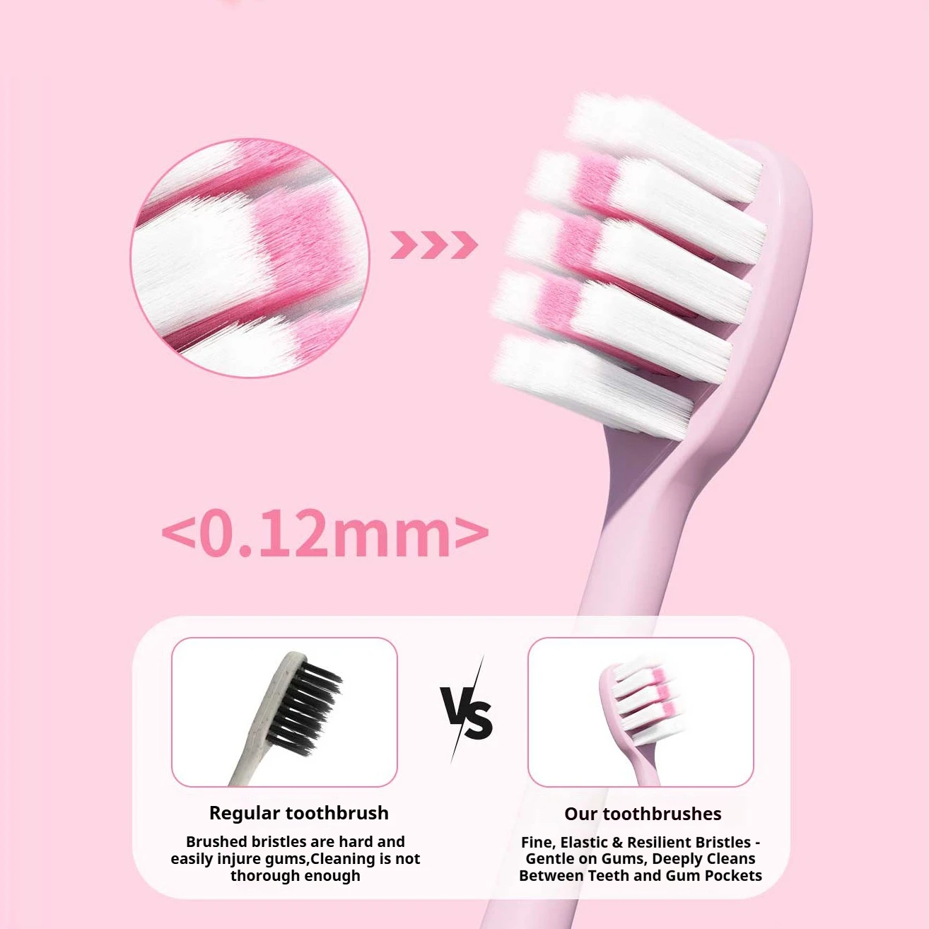 3팩 부드러운 칫솔, 미세한 강모, 부드러운 잇몸 관리, 벚꽃 손잡이 딥 클린, 성인용 어린이용