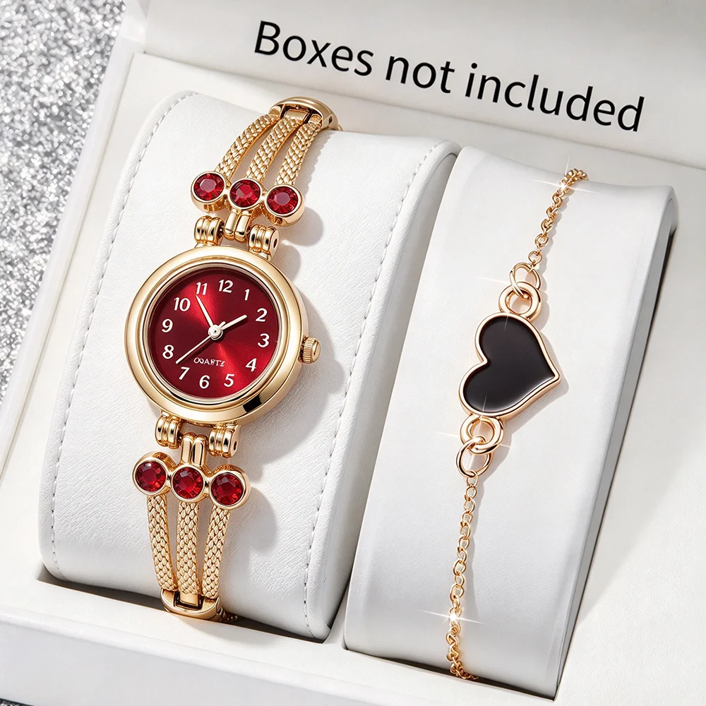 2-Piece Set, stylish and elegant luxury women's watch and bracelet set. Mother's Day and other festivals. (Box not included)