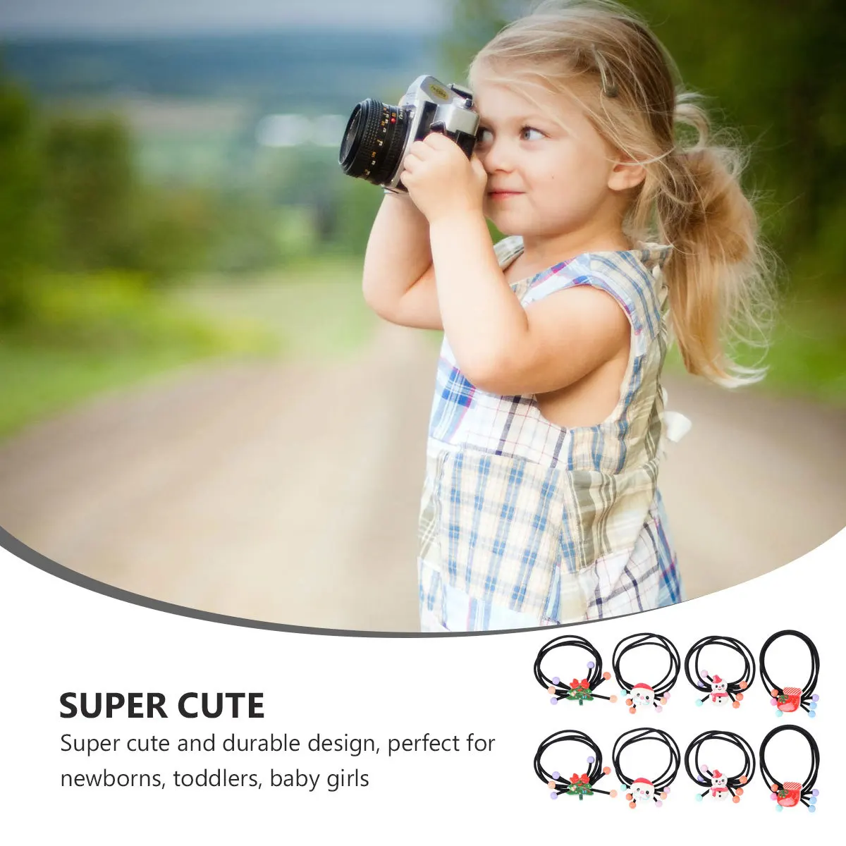 

8 шт., рождественские аксессуары для волос для модных рождественских эластичных резинок для волос, держатели для хвоста, сувениры для праздничной вечеринки, Санта-Клаус