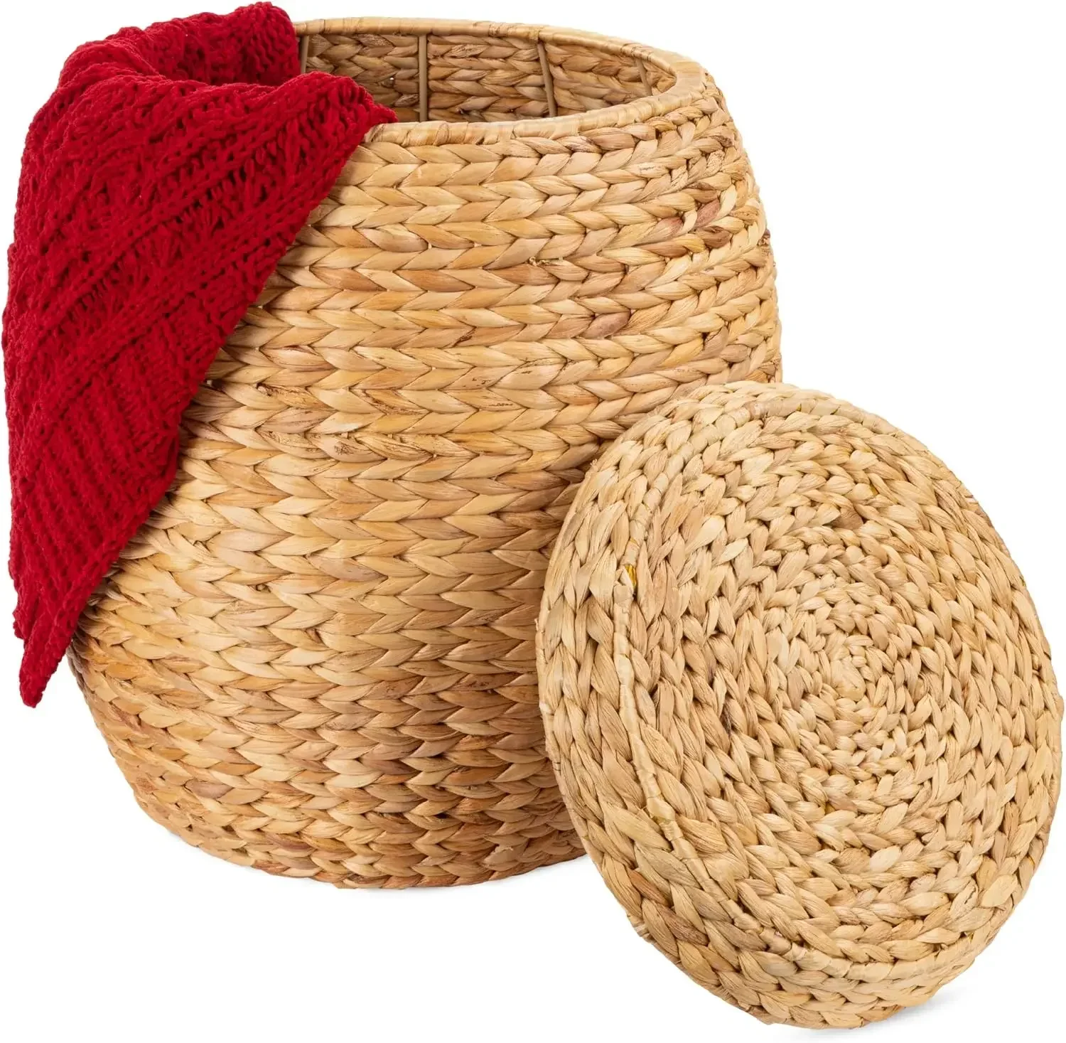 

Vintage Multipurpose Hyacinth Storage Basket, Plant Décor, Handwoven Organizer Tote for Bedroom, Living Room, Bathroom,Natural