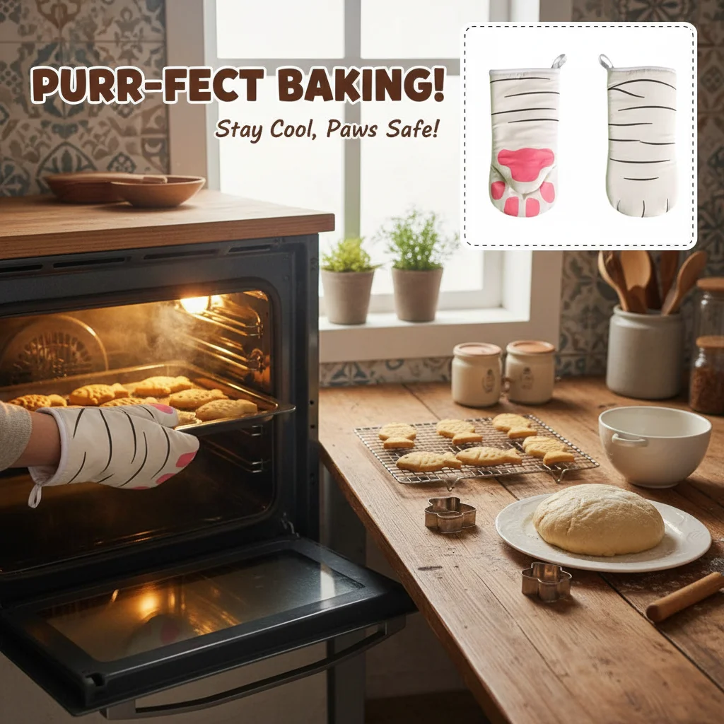 1 Pair Cat paw insulated gloves Cute Cat Claw Oven Gloves Microwave oven heat-resistant baking gloves Kitchen supplies