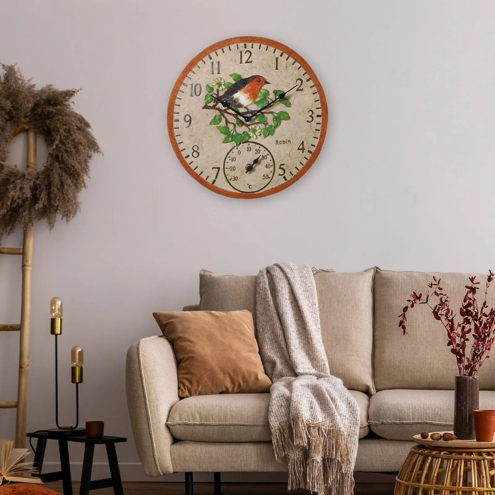 Wall Clock Hanging Clock Birds Decor to Use Lovely Wear Resistant Practical Wall