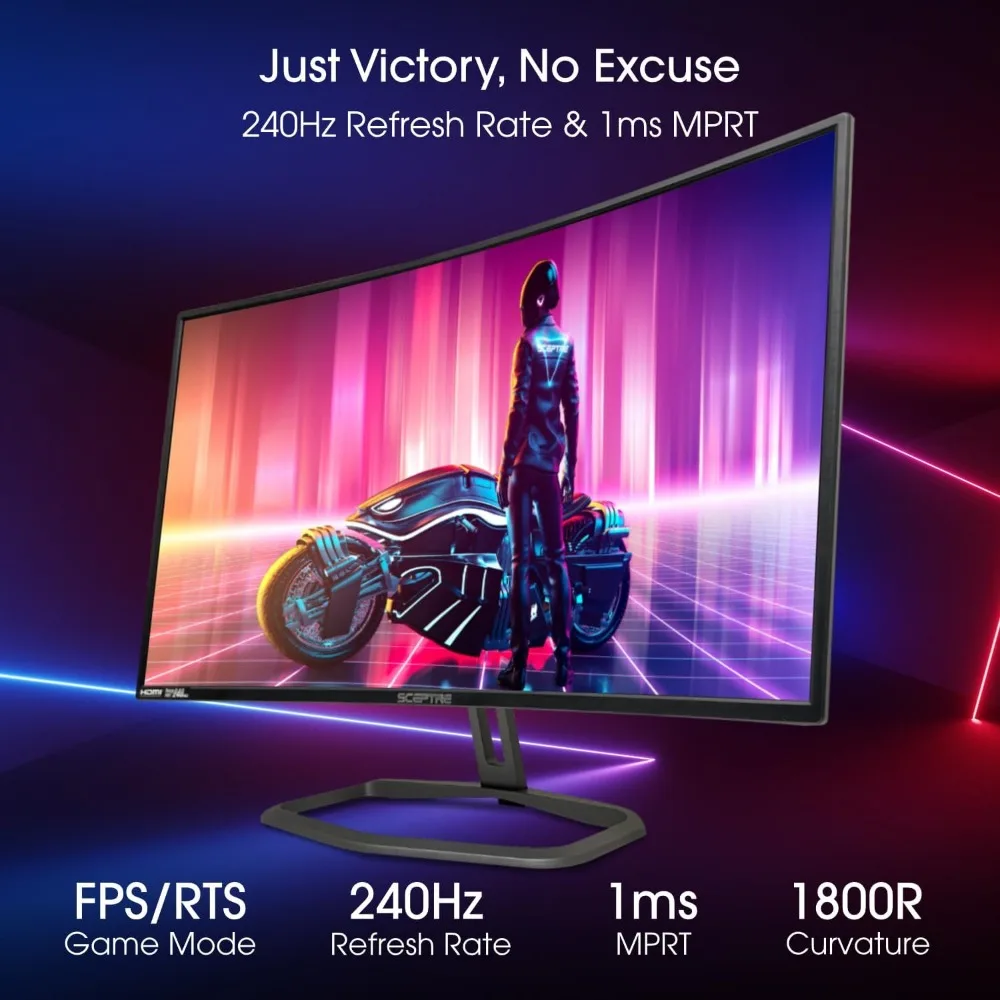 Изогнутый 32 "FHD 1080p игровой Монитор до 240 Гц 1ms 99% sRGB AMD FreeSync Premium Встроенные динамики