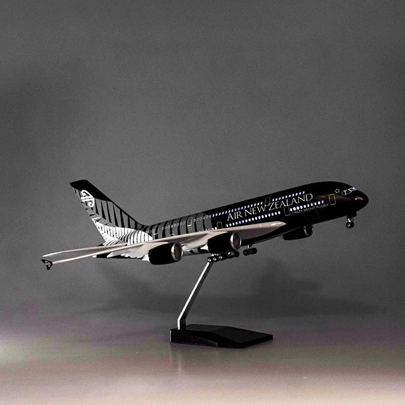 Nowy 47cm 1:85 Scale Airbus A380 Newzealand Aircraft Airlines Model W Light And Wheel Diecast Resin Plane Toy Collection Display