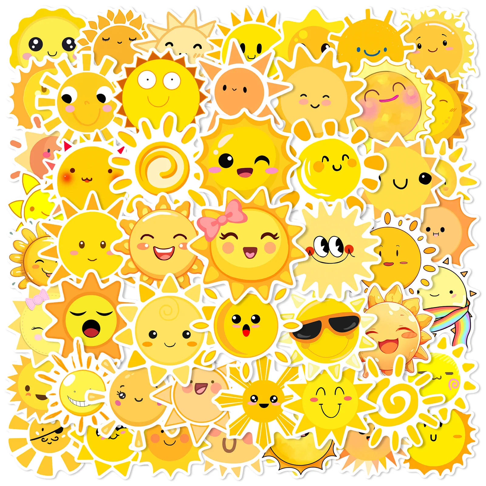 

10/30/50pcs Cartoon Cute Small Sun Graffiti Sticker Luggage Toy Water Cup Birthday Party Laptop Decoration Children's Stickers