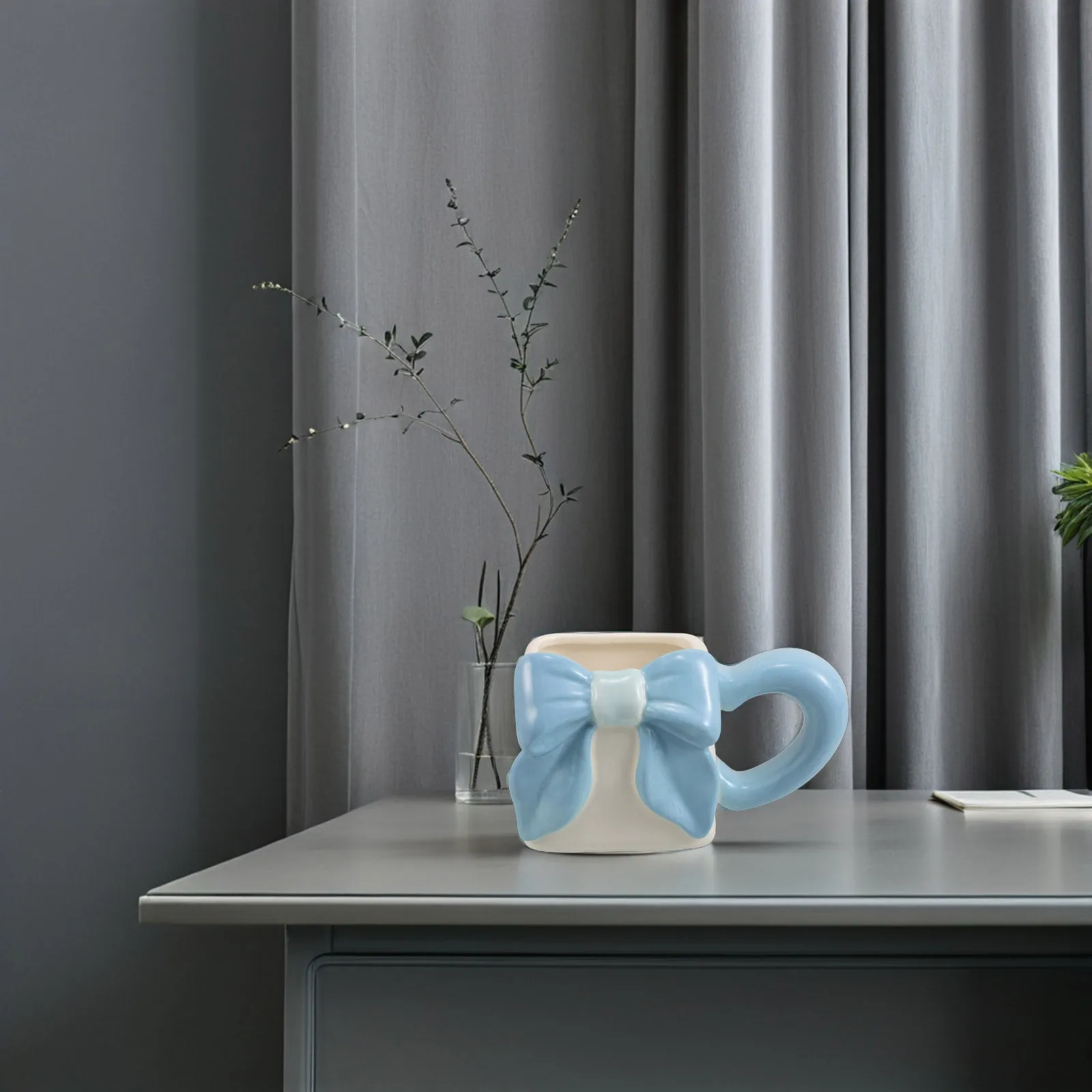 

Керамическая кофейная чашка с бантом, 330 мл, уникальная чайная кружка, фарфоровый материал, гладкая поверхность, универсальная кружка для горячих напитков, милая чашка для питья