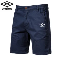 Short de plage brodé Umbro pour hommes, 100% coton, solide, documents, décontracté, affaires, social, taille élastique, haute qualité, été