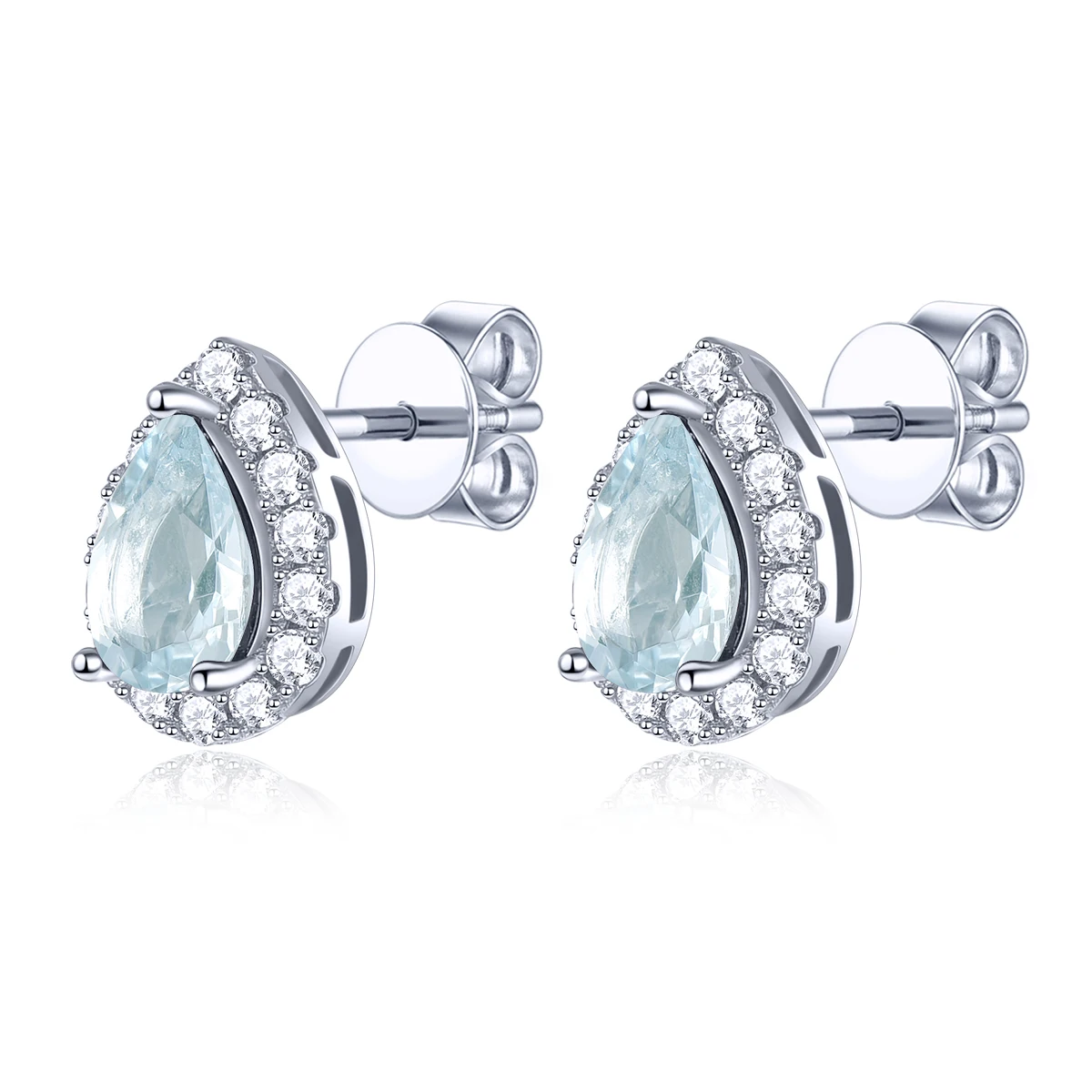 Natural Aquamarine Sterling Silver Earring 0.8 Carats Genuine Gemstone Light Blue Color Classic Daily Decorations S925 Gifts