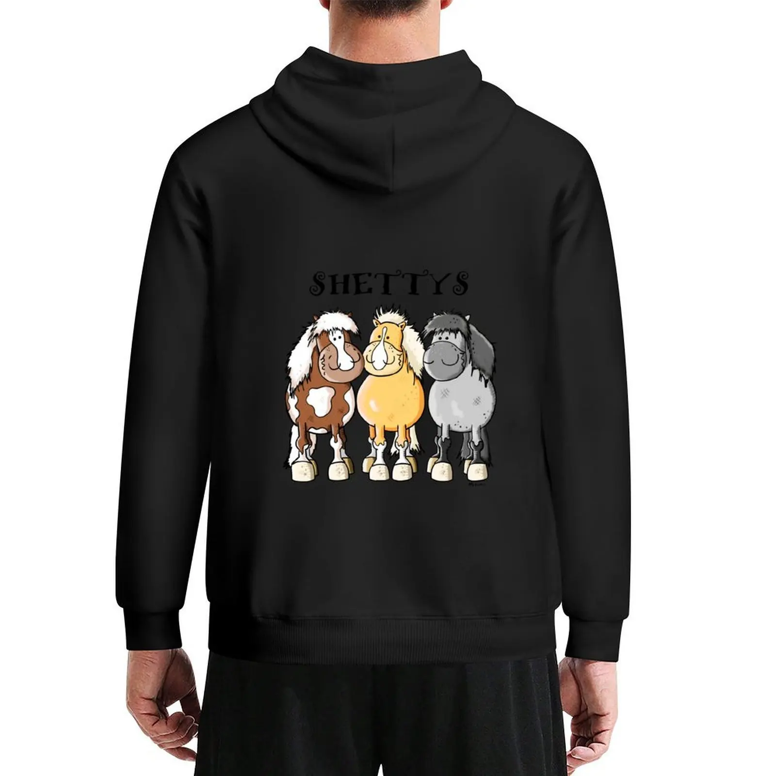 Sudadera con capucha de dibujos animados de Shetland Pony para hombre, ropa de estilo coreano, ropa para hombre, Sudadera con capucha de talla grande de estilo japonés