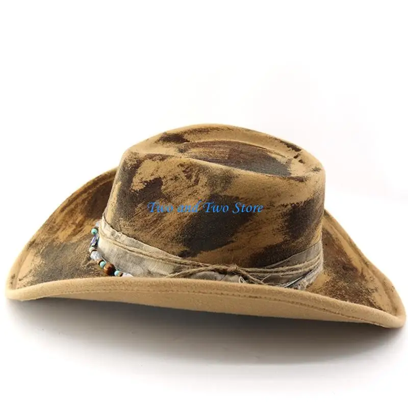 Hx6f قبعات رعاة البقر الأنيقة ديكور القماش المتنفس المريح مريح ملحق مهرجان في الهواء الطلق ملحق في الهواء الطلق #3