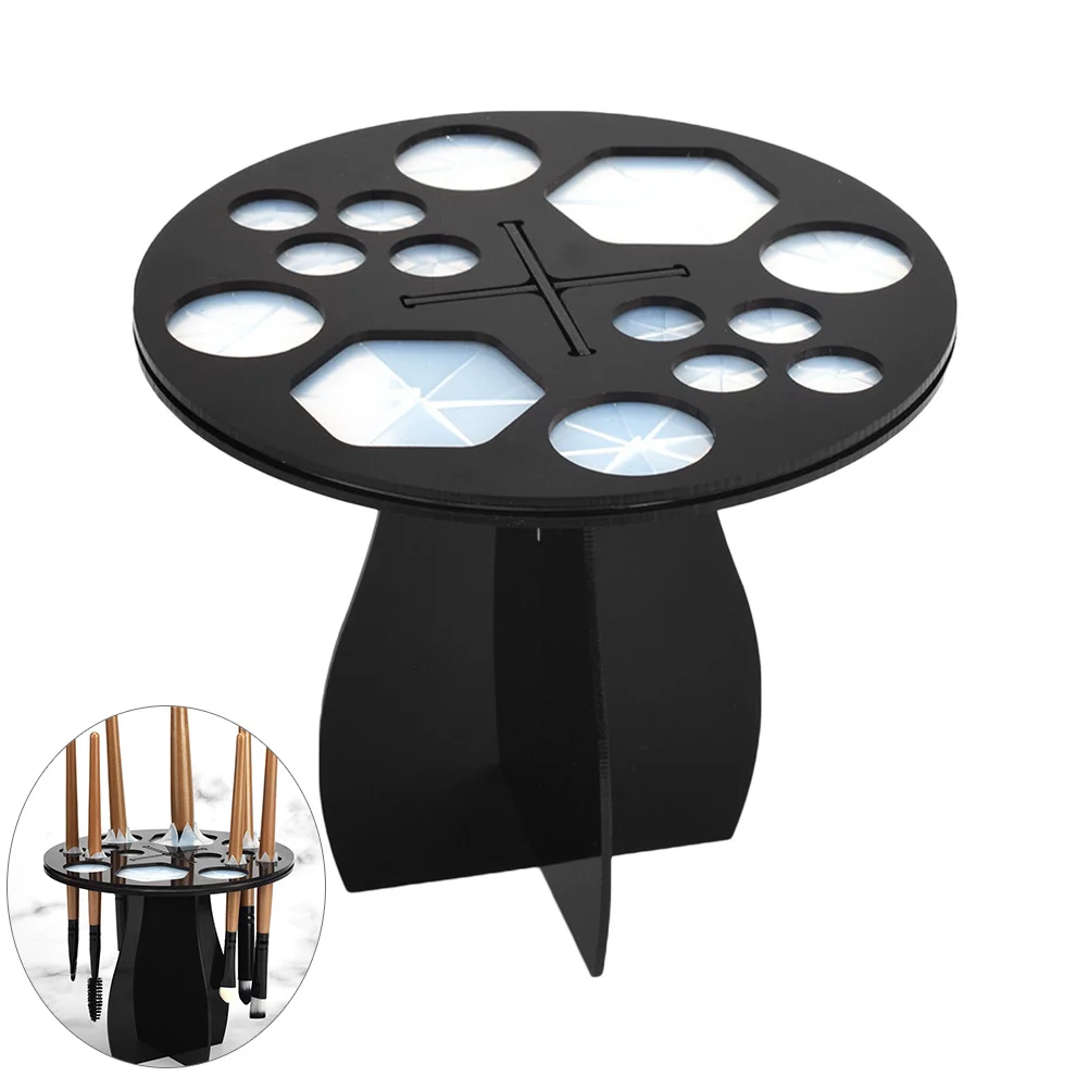 1 قطعة 14 حفرة فرشاة للمكياج تجفيف الرف الأسود الحديث المنظم حامل يحمي شعيرات مثالية لفناني ماكياج المهنية