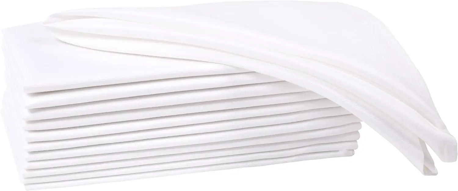 12-Pack 100% Cotton Dinner Napkin White Napkin Soft Absorbent Comfortable - Ideal for Events and Regular Use