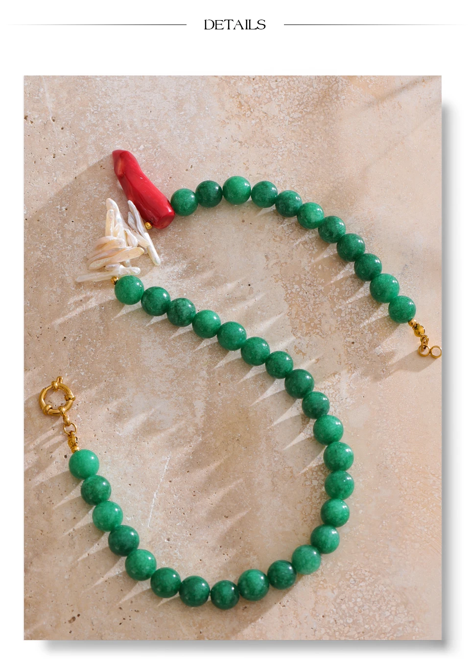 Yhpup Hochwertige grüne Naturstein-Süßwasser-Barockperlen-Kette, handgefertigte Halskette, Geschenk, modischer Premium-Kragen-Schmuck – Detail 14
