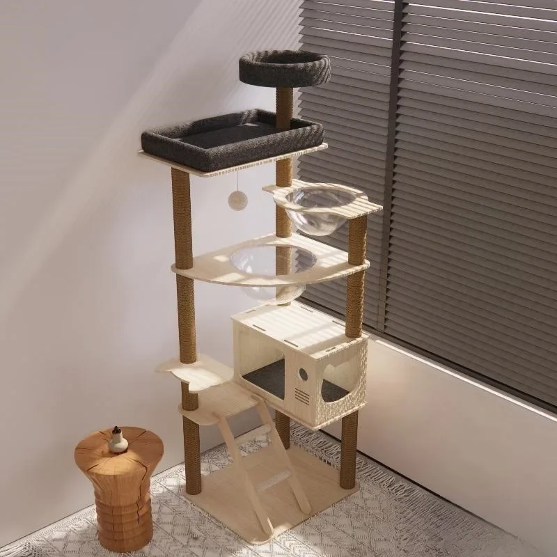 

climbing frame nest cat tree integrated solid wood color space capsule jumping platform