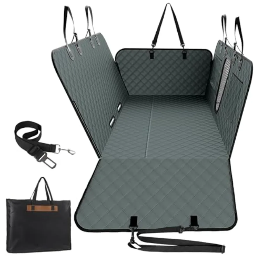 

600D Heavy Duty Dog Car Seat Cover for Back Seat 2025 Upgraded Hard Honeycomb Bottom Back Seat Extender for Dogs Holds 600lbs W