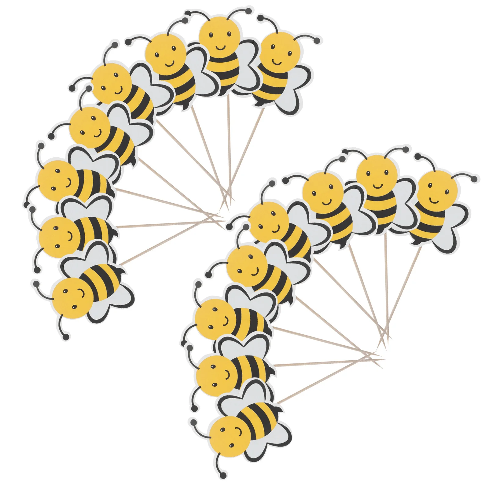 

72Pcs Bee Cupcake Toppers Cute Honeybee Cake Picks Cartoon Party Dessert Decoration for Kids Birthday Celebration Supplies