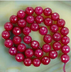 Natural 6/8/10mm Faceted Brazil Red Ruby Round Gemstone Loose Beads 15'' AAA