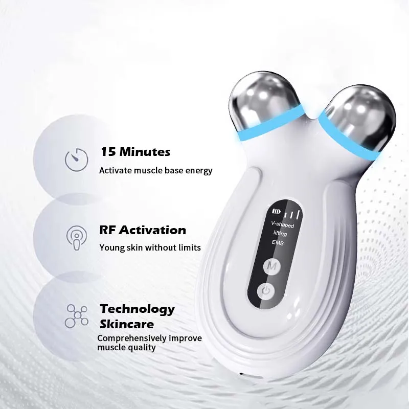 Czerwono-niebieskie światło EMS Urządzenie do pielęgnacji twarzy Przenośny roller liftingujący Odmładzanie skóry Narzędzie do pielęgnacji twarzy i oczu