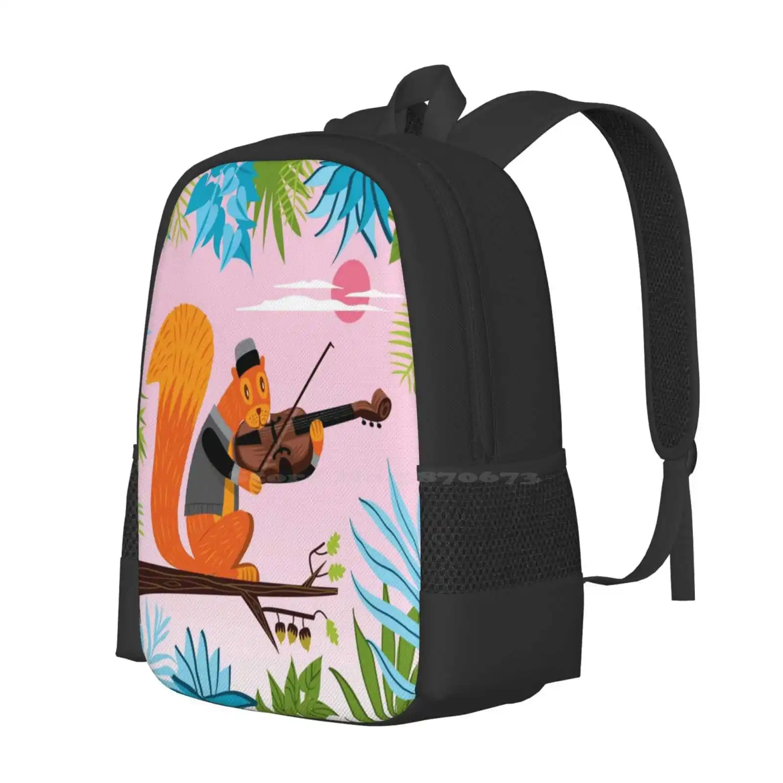 Red Squirrel Serenade School Bags For Teenage Girls Laptop Travel Bags Squirrels Animals Cute Music Funny Nature Wildlife