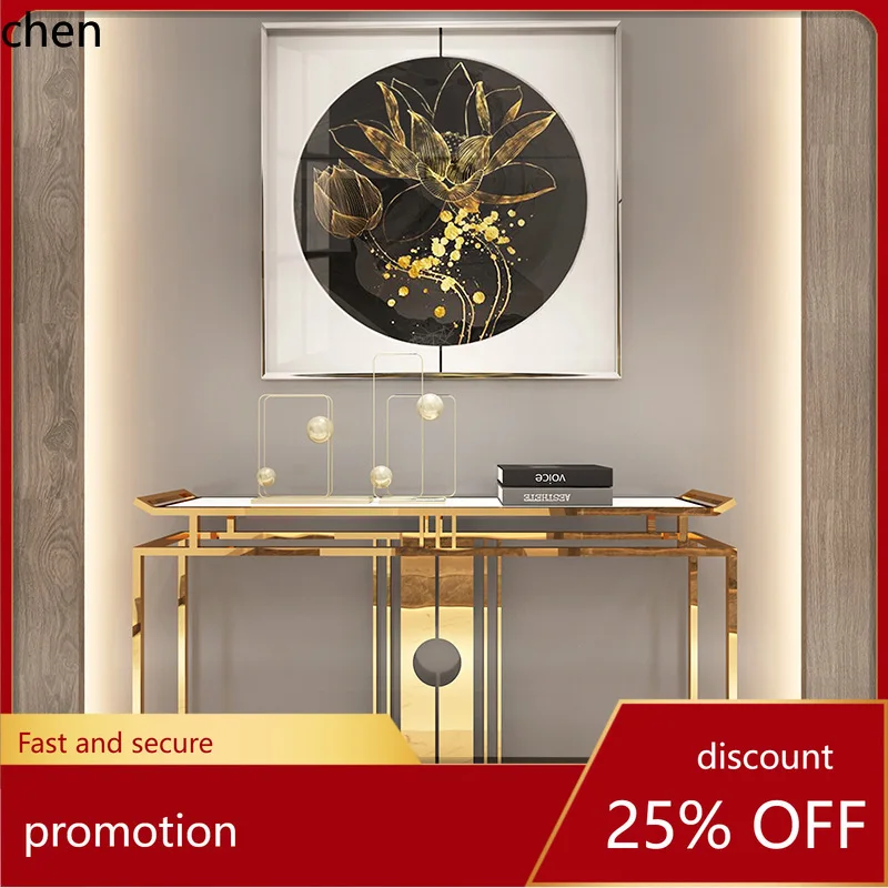 

Стальной мраморный консольный стол CZ для клубов и отелей, декоративный пристенный столик, входной шкаф, стол для прихожей/коридора