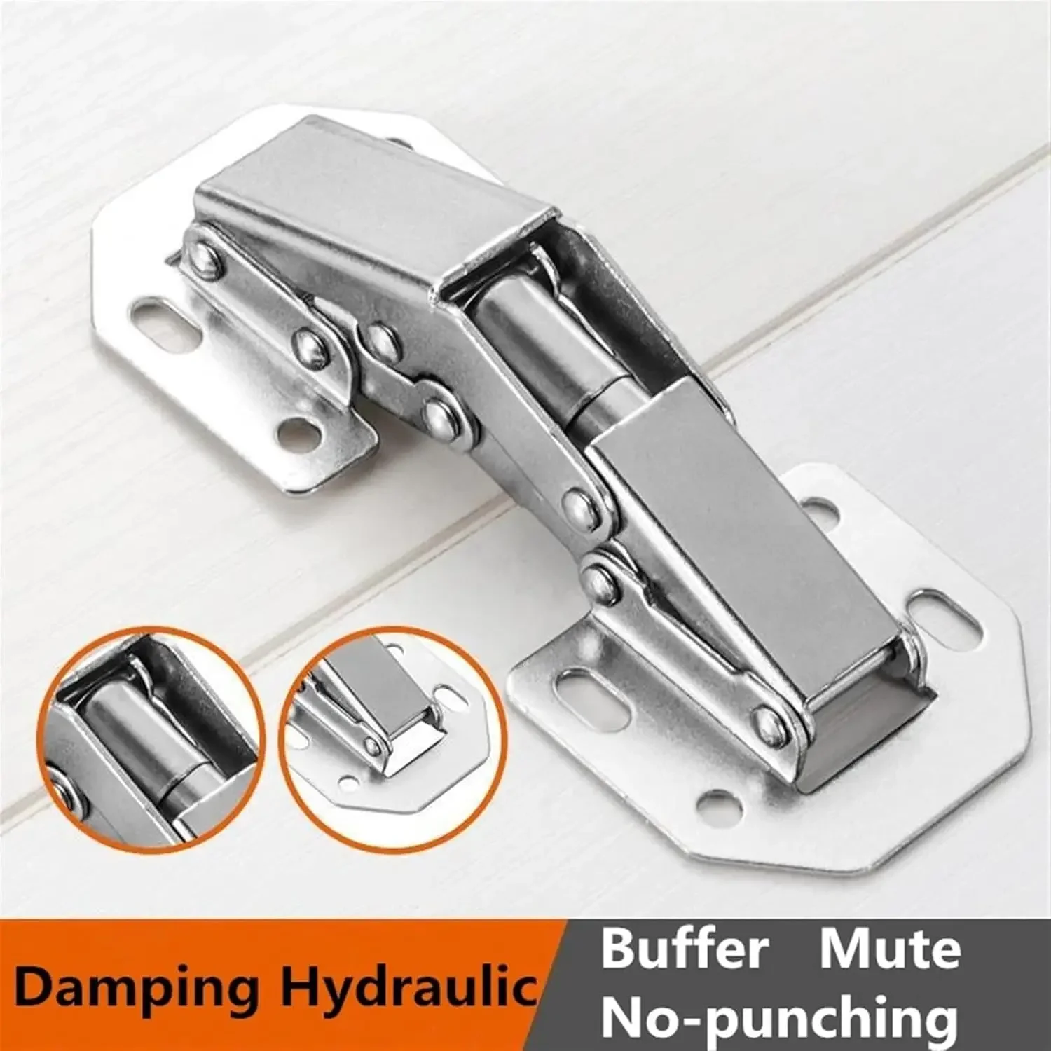 No-Drilling Buffer Hinge: 2/10PCS 90 Degree Steel Type, for Kitchen Cabinet Cupboard, DIY Furniture Hardware