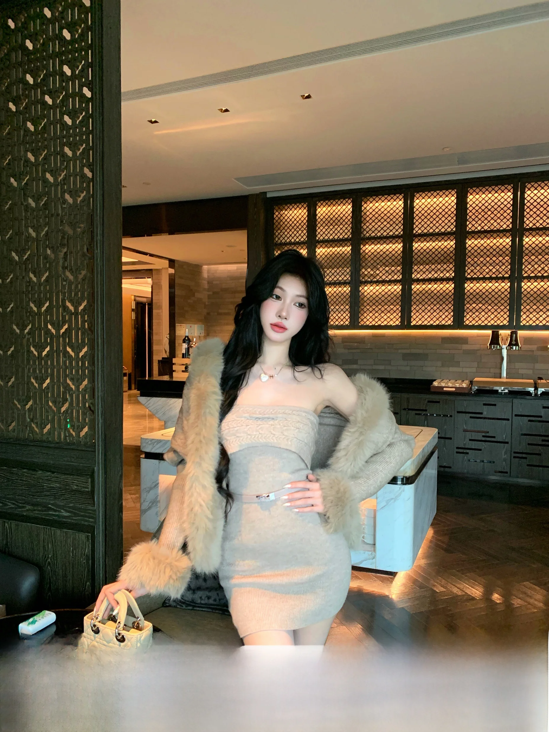 

Сексуальное вязаное платье с запахом, женская осенняя новая юбка с поясом Ele Dr No Sve, одежда, вязаный топ-труба