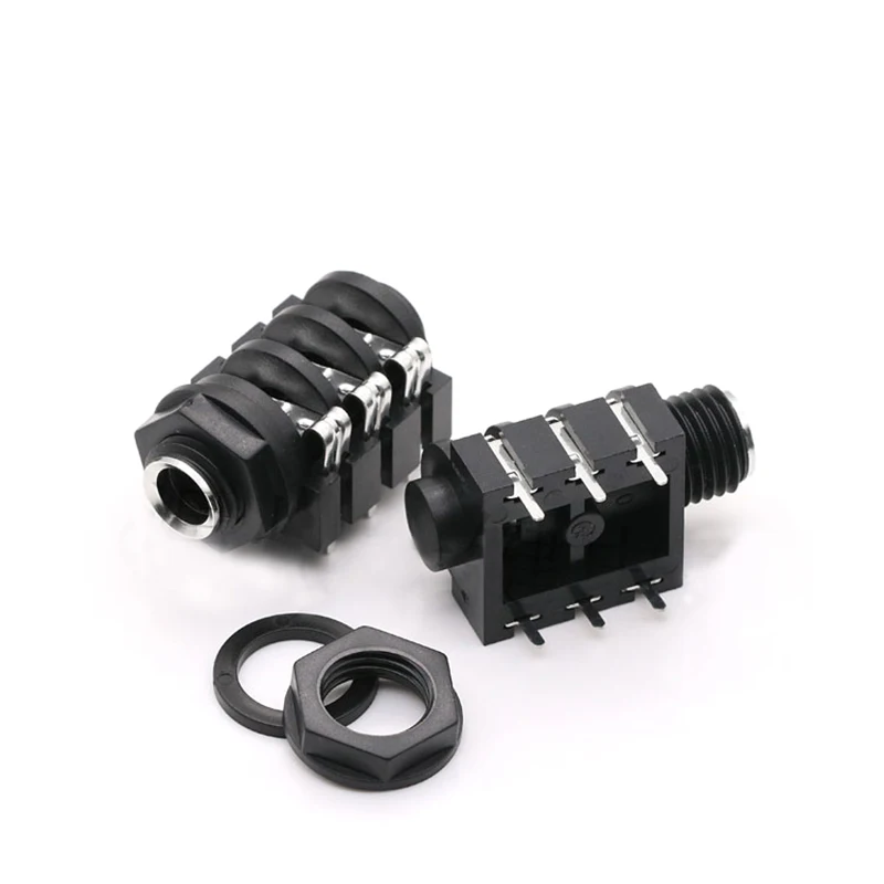 CK-6.35-634T silver-plated 6.35mm headphone jack, 6-pin 6.35mm microphone socket
