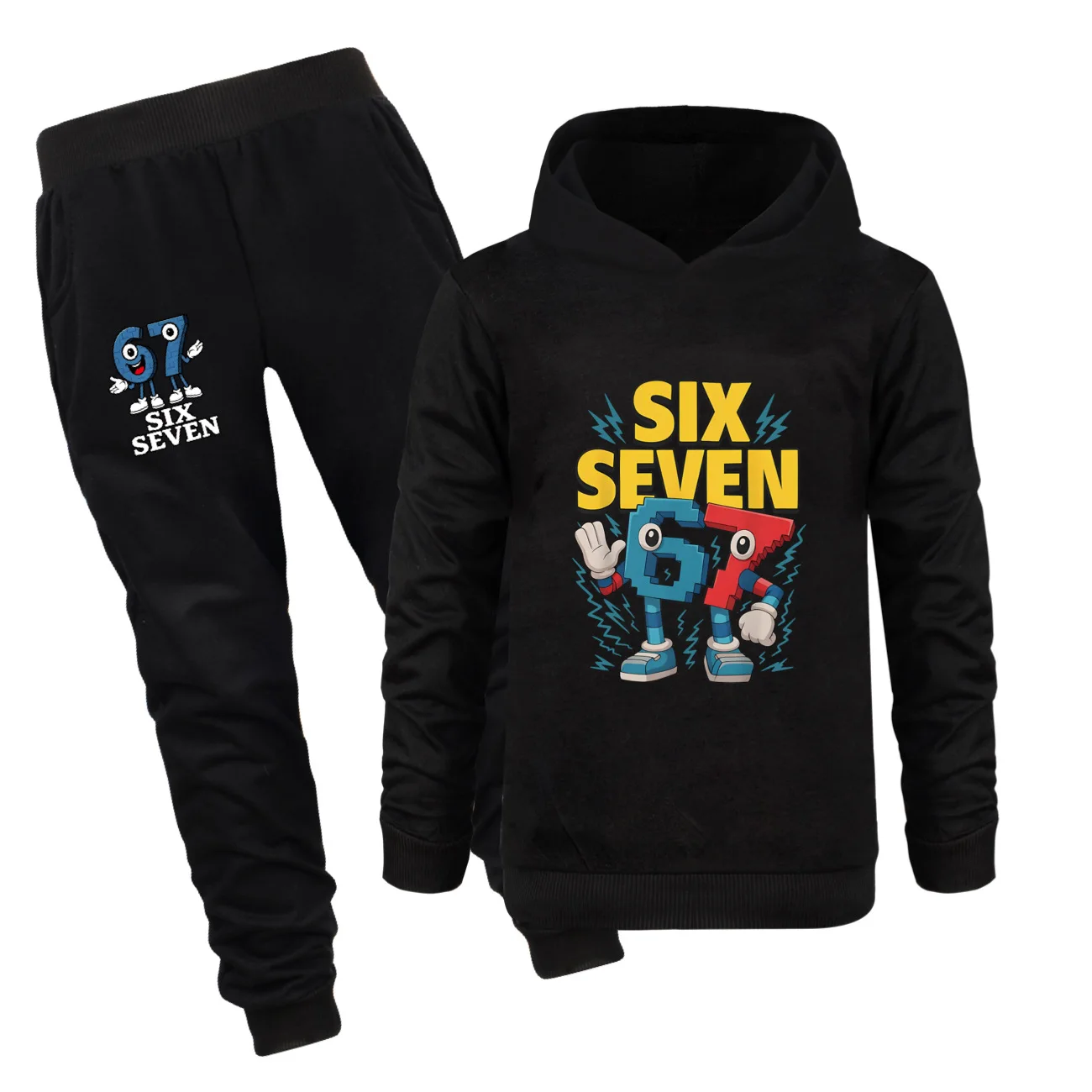 

New Kids Clothes Steal a Brainrot Six Seven 6-7 Baby Girls Hooded Sweatshirt Pants 2pcs Set Boys Autumn Pullover Tracksuits