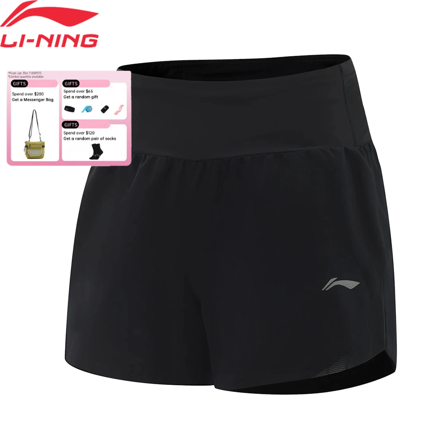 

Li-Ning Women's Running Shorts AT DRY 88%Polyester 12%Spandex Reflective Adjustable Waist LiNing Sports Bottoms AKSV102