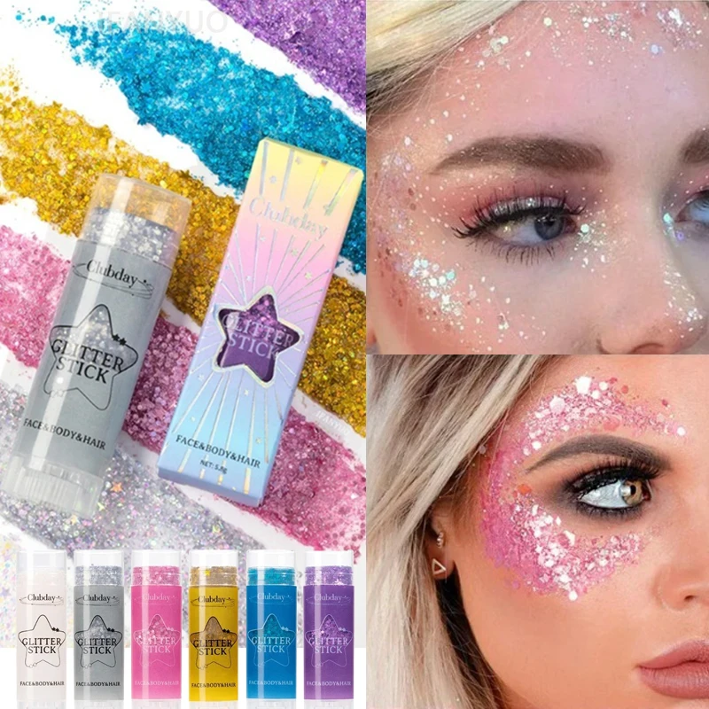 Lantejoulas brilhantes glitter gel vara alto brilho pérola branco rosa sombra glitter rosto pintura corporal iluminar maquiagem de palco