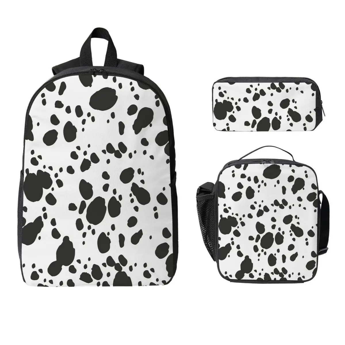 

Black And Amp White Animal Dalmatian Dog Backpack BookBag School Bag Laptop Shoulder Bags 3ps Insulated Lunch Bag Pencil Case