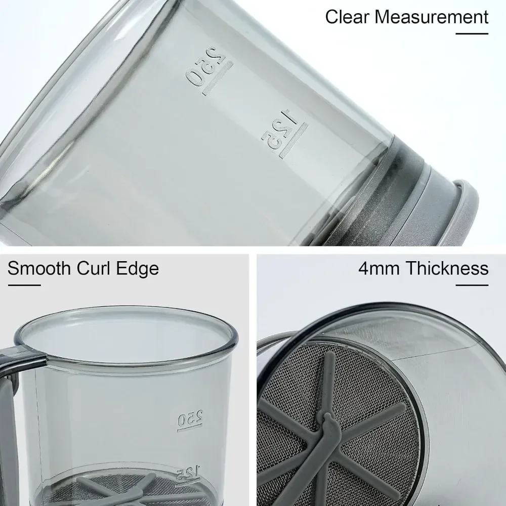 Hand Operated Flour Sifter with Fine Mesh, 1Pcs Portable Manual Press Sifter for Baking Ideal for Flour Cocoa Powdered Suga