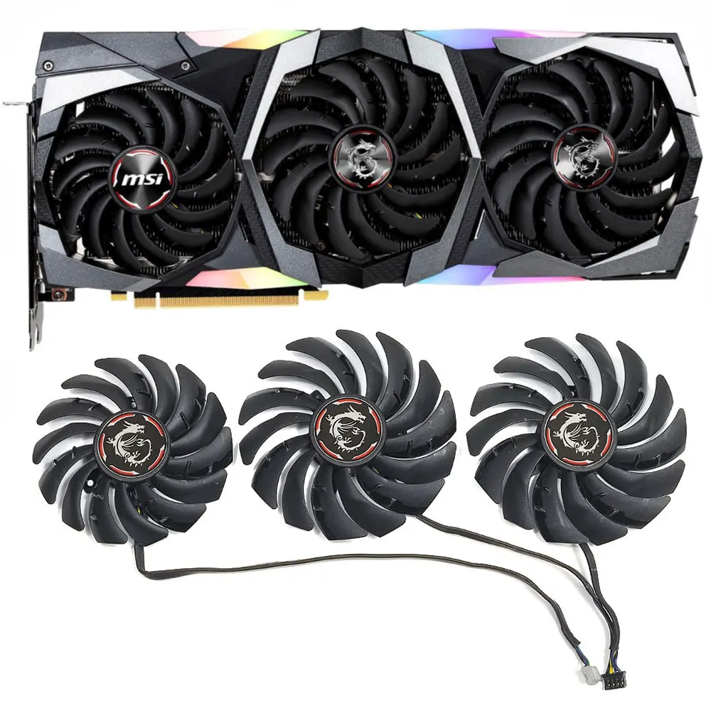 NEW 3FAN PLD09210S12HH PLD10010S12HH GPU Fan，For MSI RTX 2080 2080Ti 2080 2070 SUPER GAMING X TRIO Video card cooling fan