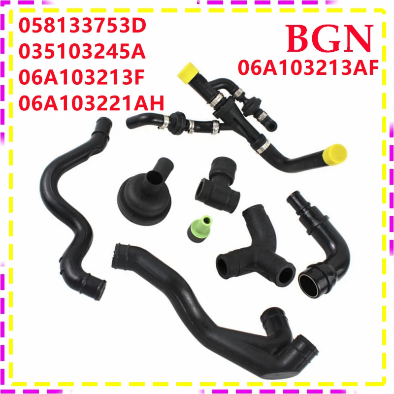 

058133753D 035103245A 06A103213F 06A103221AH 06A103213AF 1.8T Crankcase Breather Hose Kit For Jetta Golf Passat A3 A4 A6