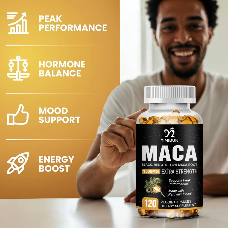 Maca Root Supplement - with Ginseng and Black Pepper Extracts for Energy, Endurance, Muscle Strength and Performance