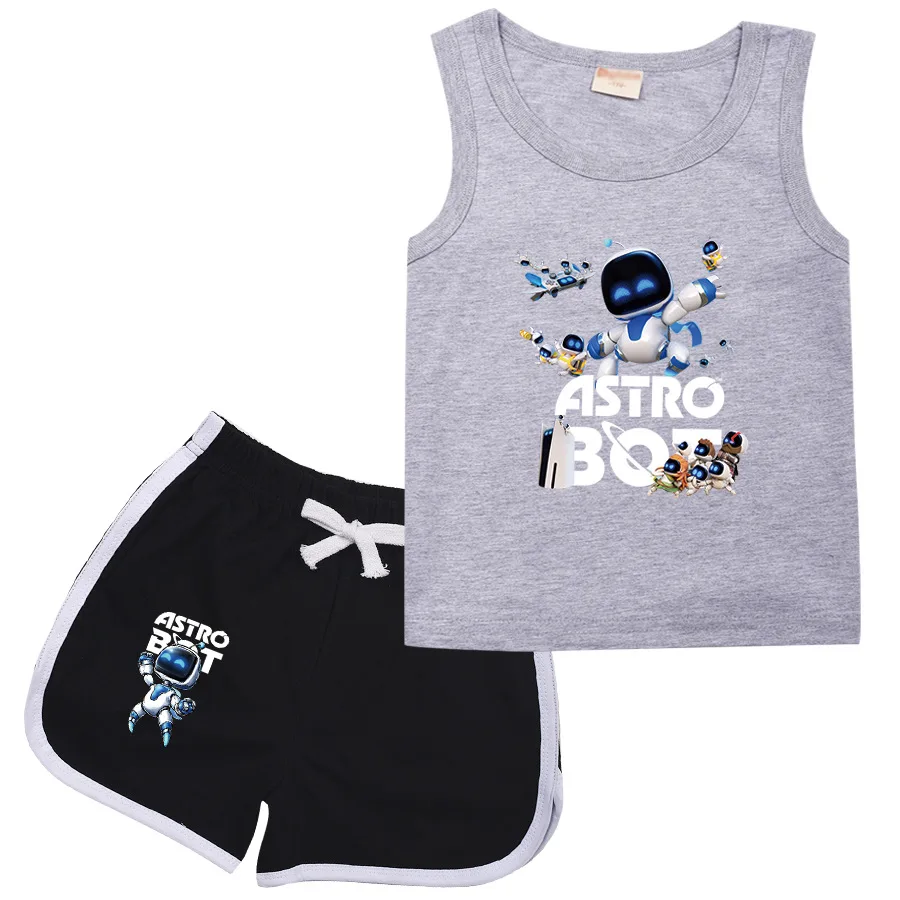 

Pose Game Astro Bot T Shirt Kids 100% Cotton Comic T-Shirt Shorts 2pcs Sets Baby Boys Sleeveless Sportsuit Toddler Girls Outfits