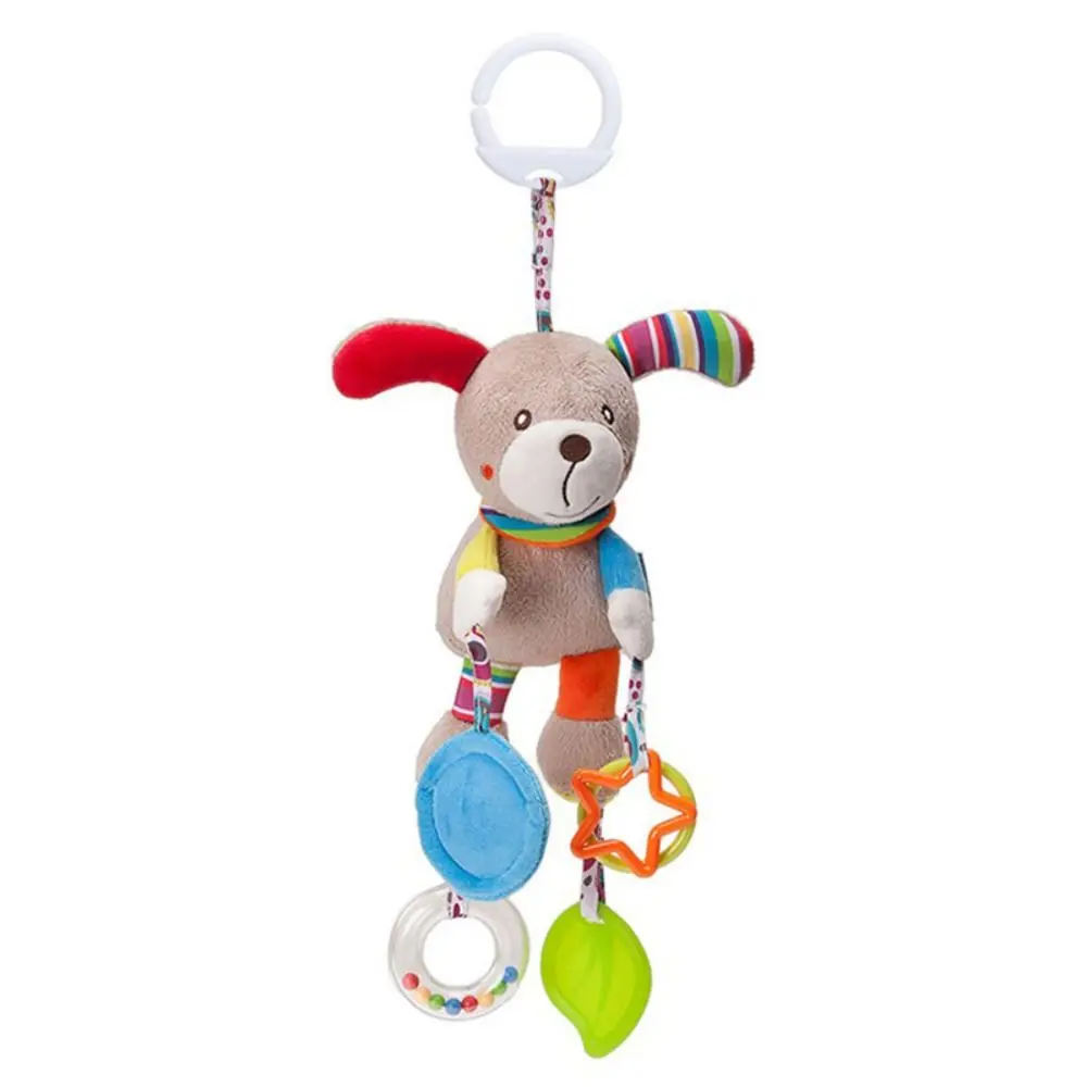 Schattig ontwerp babyrammelaar speelgoed grijpvermogen training pluche materiaal kinderwagen hangend speelgoed bel speelgoed knuffeldier