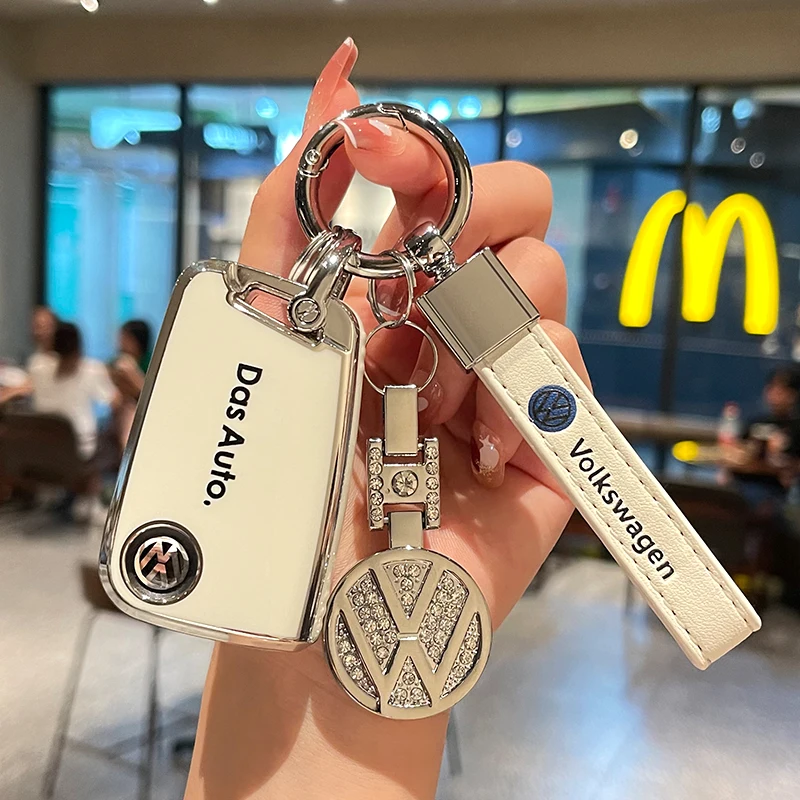 TPU Key Fob Cover with Keychain Lanyard For VW Volkswagen Accessories Atlas Golf GTI Jetta Tiguan Car Key Case Full Protection view 4