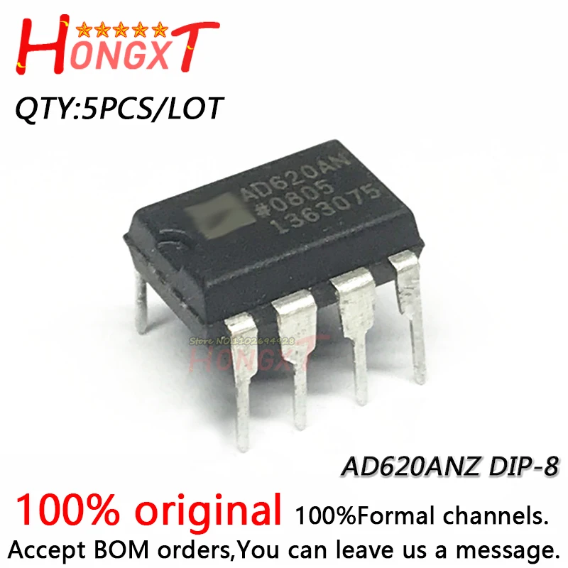 

5PCS 100% New AD620ANZ AD620AN AD 620AN DIP-8.