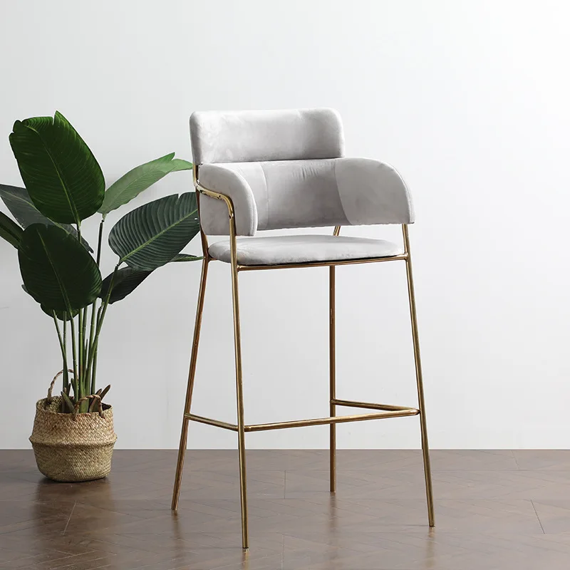 

High Back White Bar Chair Modern Velvet Reinforce Library Barhocker Bar Chair Office Nordic Chaise De Bar Cuisine Furniture