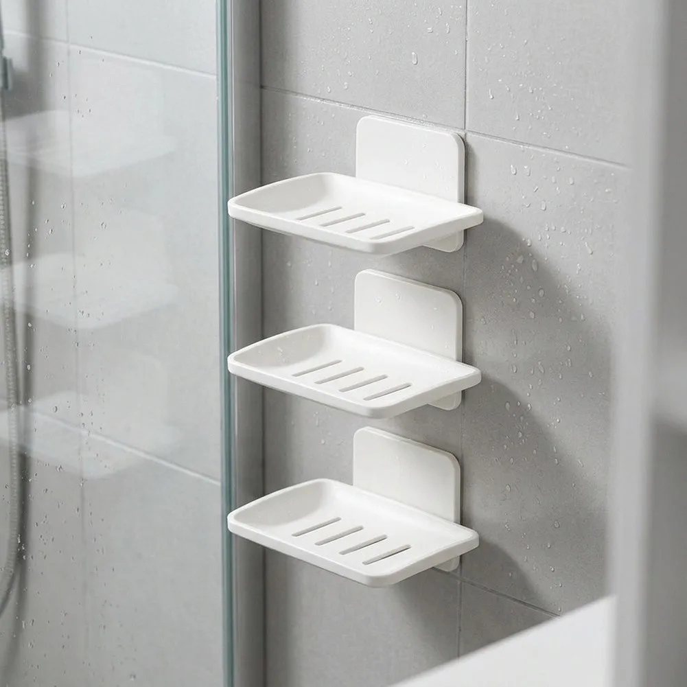 3 Piece Aluminum Wall Mount Soap Dish for Bathroom Featuring Rust Resistant Construction and Efficient Water Drainage